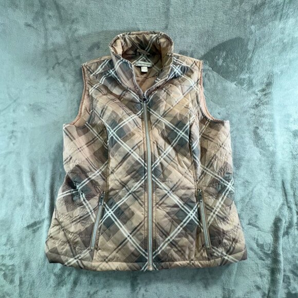 Christopher & Banks womens large Vest pink and grey zip up and pockets - Picture 5 of 12